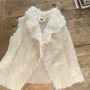 BB Dakota Ivory Faux Fur Vest